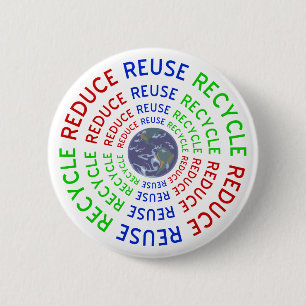 Reduce, Reuse, Recycle 6 Cm Round Badge