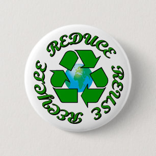 Reduce Reuse Recycle 6 Cm Round Badge