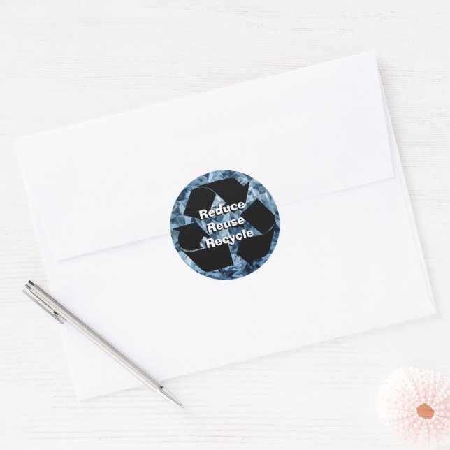 Reduce, Reuse, Recycle Classic Round Sticker (Envelope)