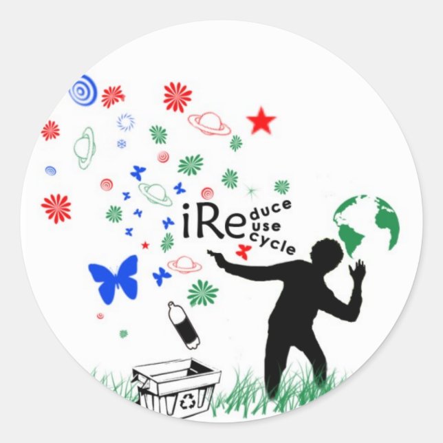 Reduce Reuse Recycle Classic Round Sticker (Front)