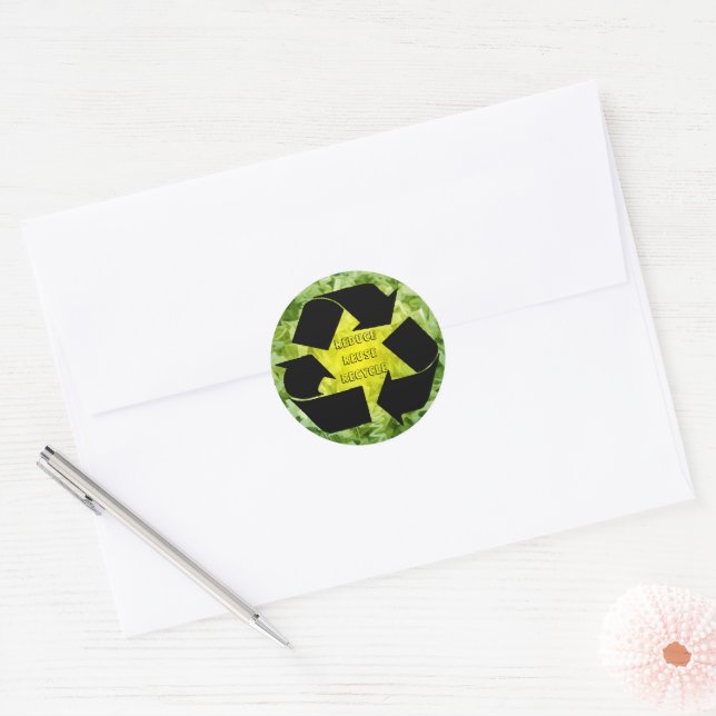 Reduce, Reuse, Recycle Classic Round Sticker (Envelope)