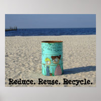 Reduce reuse recycle clean beach poster