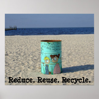 Reduce reuse recycle clean beach poster