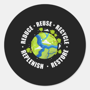 Reduce Reuse Recycle Earth Day Classic Round Sticker