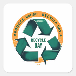 Reduce Reuse Recycle Eco Tee Square Sticker