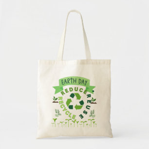 "reduce, reuse, recycle" environment day tote bag