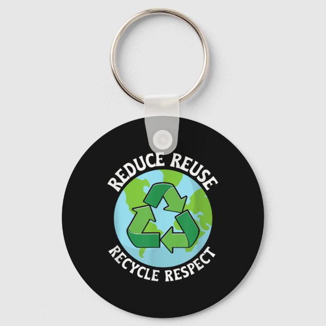 Reduce Reuse Recycle Environmental Protection  Key Ring (Front)