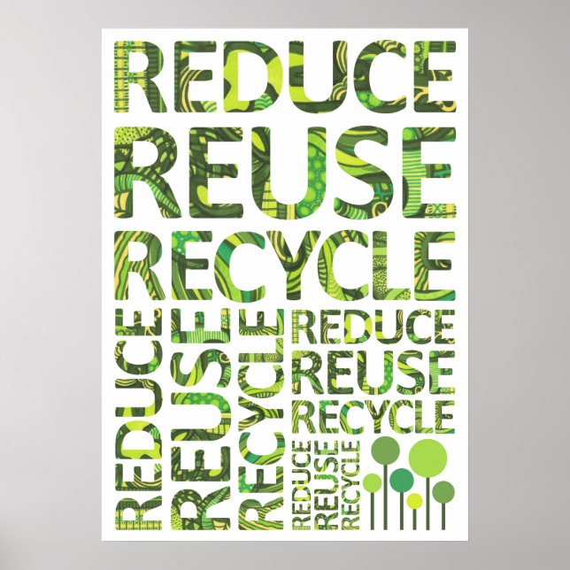 Reduce Reuse Recycle Go Green Poster (Front)