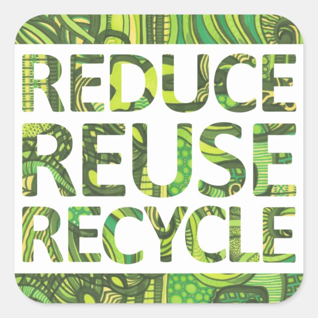 Reduce Reuse Recycle Go Green Stickers (Front)