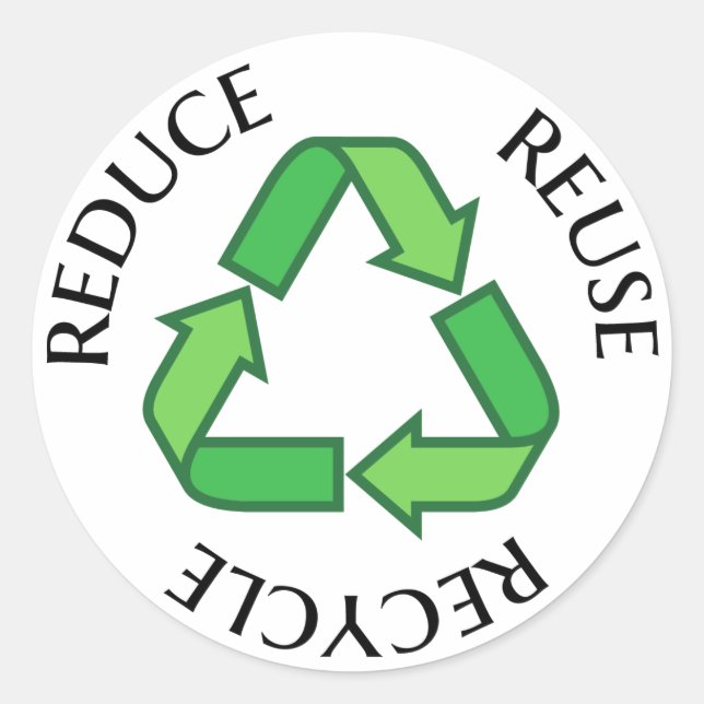 Reduce reuse recycle green recycling symbol classic round sticker (Front)