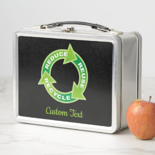 Reduce Reuse Recycle Metal Lunch Box