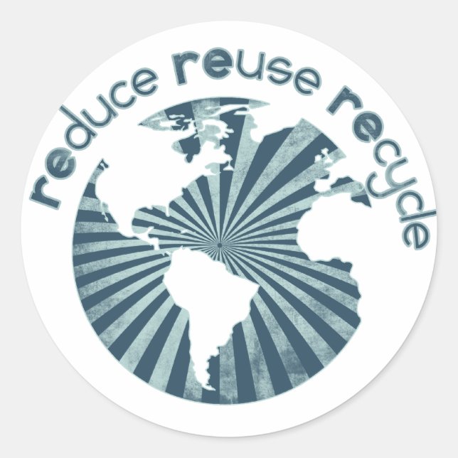 Reduce Reuse Recycle Planet Earth's Resources Classic Round Sticker (Front)
