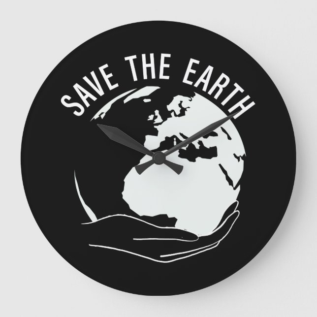 Reduce reuse recycle save the earth large clock (Front)
