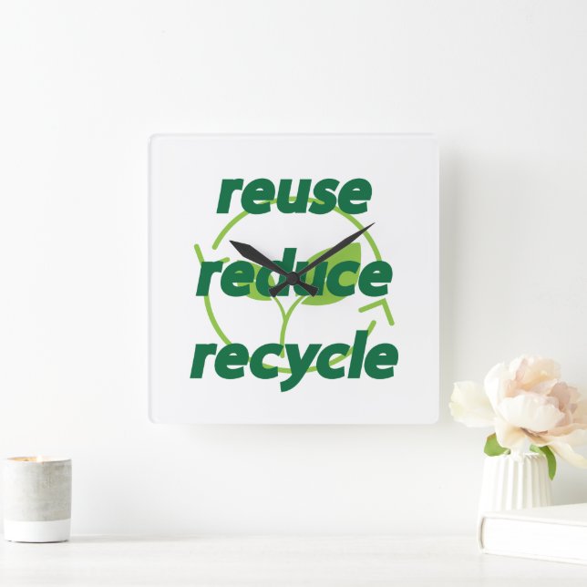 Reduce reuse recycle square wall clock (Home)