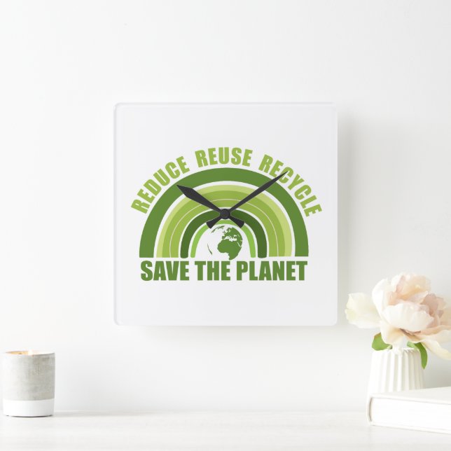 Reduce reuse recycle square wall clock (Home)