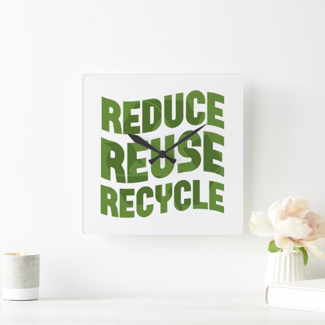 Reduce reuse recycle square wall clock (Home)