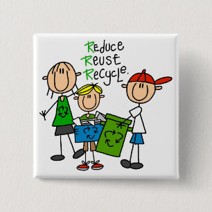 Reduce, Reuse, Recycle t-shirts and Gifts 15 Cm Square Badge