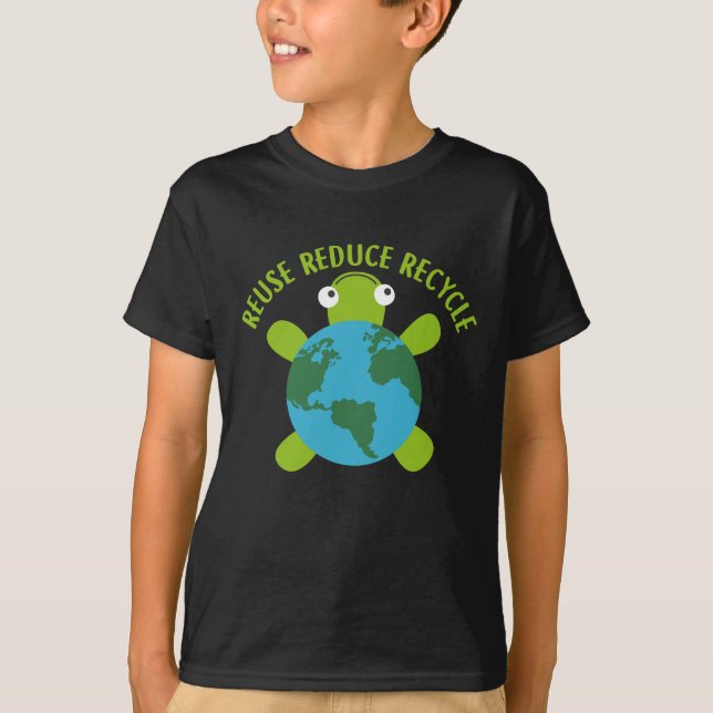 Reduce Reuse Recycle Turtle -Save Earth Ocean Eco T-Shirt (Front)
