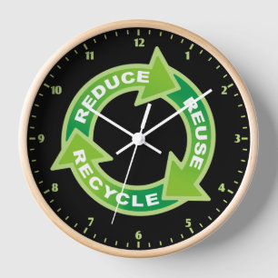 Reduce Reuse Recycle Wall Clock