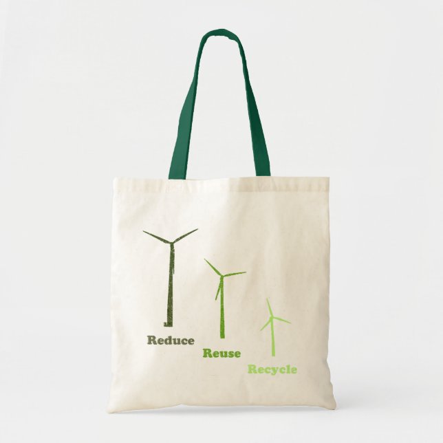 Reduce Reuse Recycle Wind Energy Reusable Bag (Front)