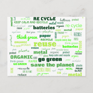 Reduce, Reuse, Recycle Word Cloud Postcard