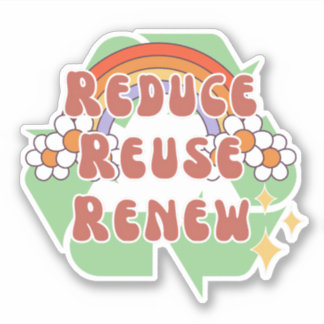 Reduce Reuse Renew 70s Hippie Recycling