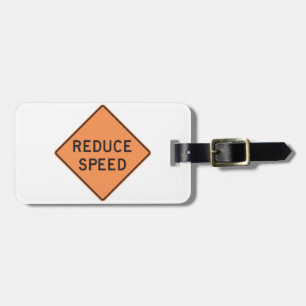 Reduce Speed Orange Diamond Road Sign Luggage Tag