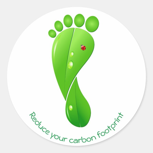 Reduce your carbon footprint green ecological classic round sticker (Front)