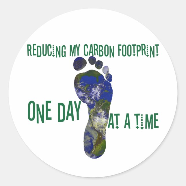 Reducing my carbon footprint classic round sticker (Front)