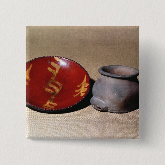 Redware cup and dish, c.1780 15 cm square badge (Front)