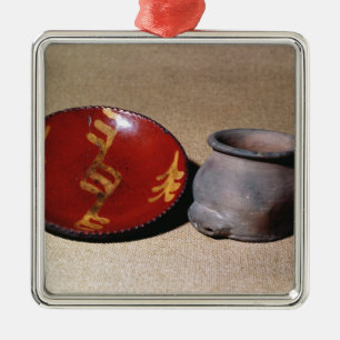 Redware cup and dish, c.1780 metal ornament