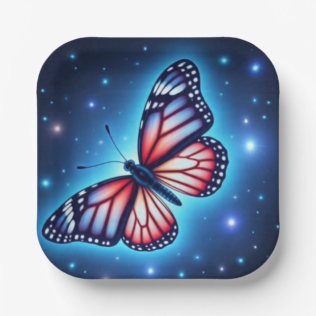 RedWhiteBlueButterfly Paper Plate (Front)