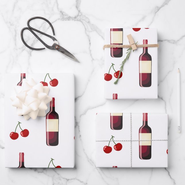 Redwine and Cherry Wrapping Paper Sheet (Front)