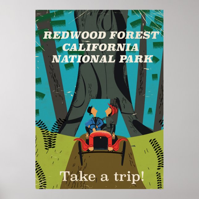 Redwood California vintage travel poster (Front)