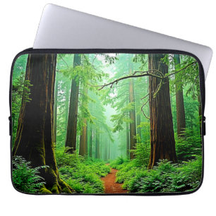 Redwood Forest Misty Tranquillity Design Laptop Sleeve