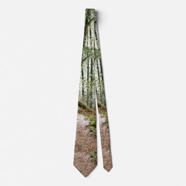 Redwood Forest Woods Leaves Trees Hiking Tie (Front)