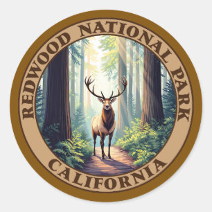 Redwood National Park California Classic Round Sticker