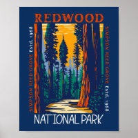 Redwood National Park California Retro Distressed
