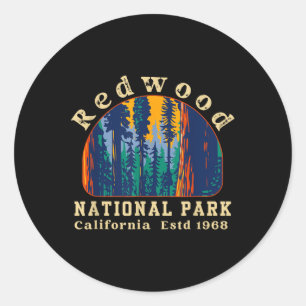 Redwood National Park California Retro Vintage Cam Classic Round Sticker