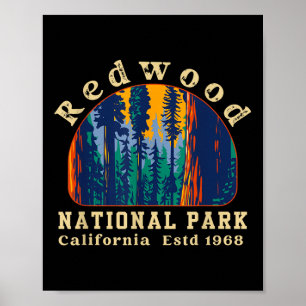 Redwood National Park California Retro Vintage Cam Poster