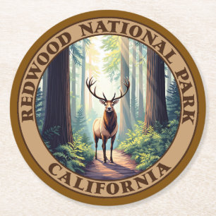 Redwood National Park California Round Paper Coaster