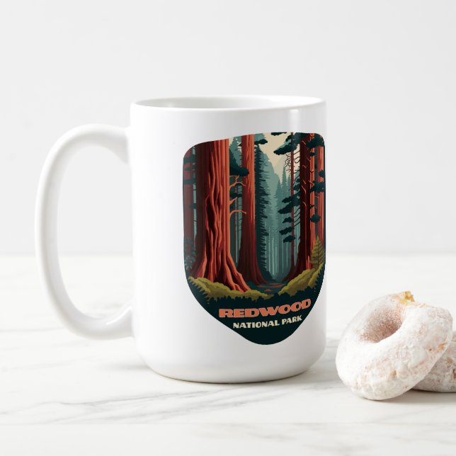 Redwood National Park California Trees Coffee Mug (With Donut)