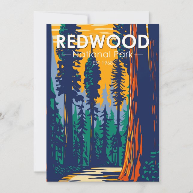 Redwood National Park California Vintage  Holiday Card (Front)