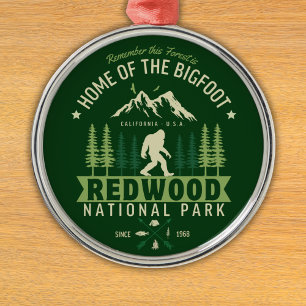 Redwood National Park Home of the Bigfoot Metal Ornament