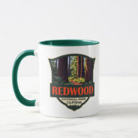 Redwood National Park Illustration Retro Badge