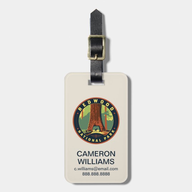 Redwood National Park Luggage Tag (Front Vertical)