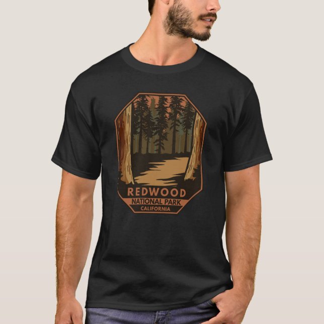 Redwood National Park Minimal Retro Emblem T-Shirt (Front)