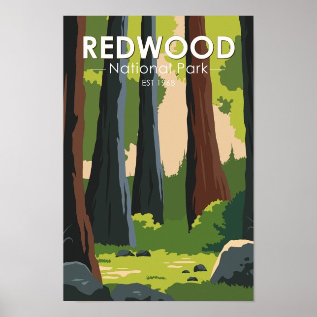 Redwood National Park Minimal Vintage Poster (Front)