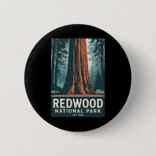 Redwood National Park Vintage Camping Hiking Men W 6 Cm Round Badge