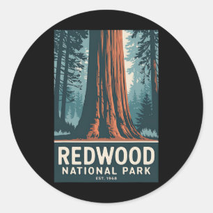 Redwood National Park Vintage Camping Hiking Men W Classic Round Sticker